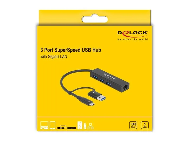Delock USB-Hub 3.0 Typ-C + LAN Delock USB-Hub 3.0 Typ-C + LAN