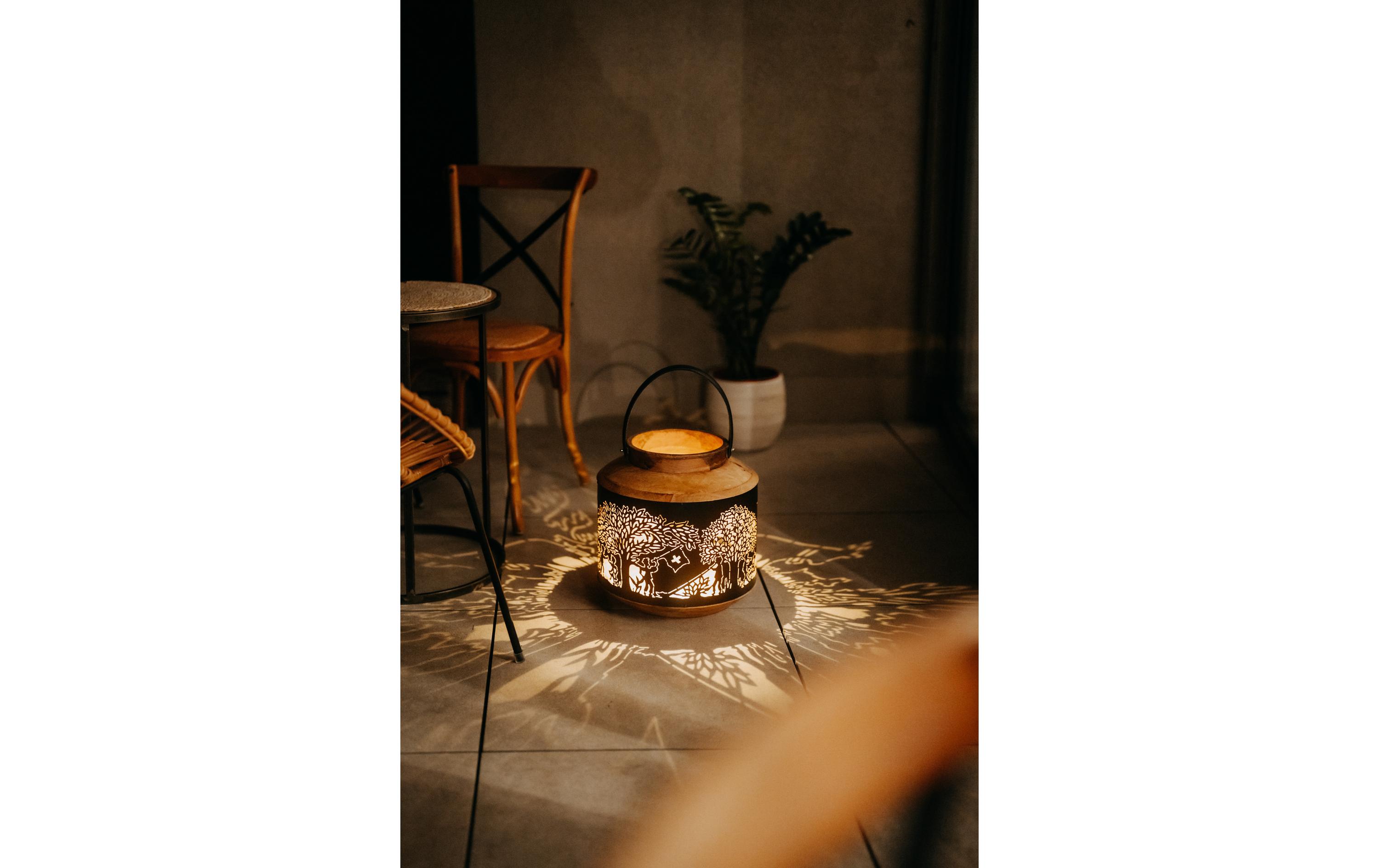 Kadastar Laterne Bergchilbi 37 cm, Braun/Schwarz