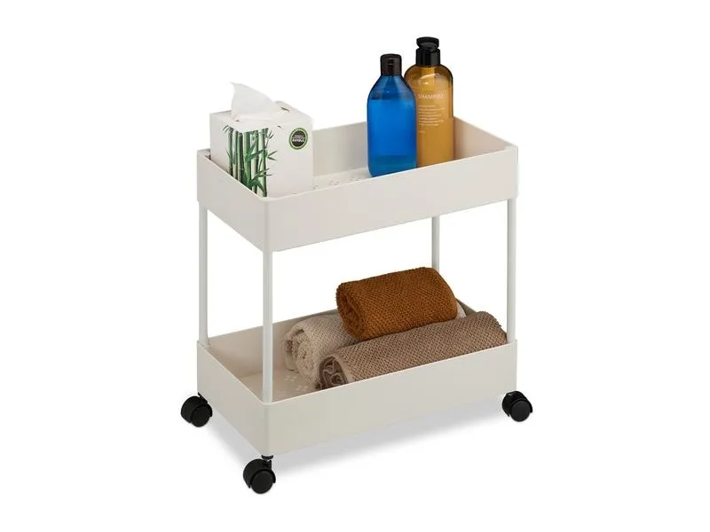 relaxdays Küchenwagen Rollwagen 39.5 x 38 x 21.5 cm, Weiss relaxdays Küchenwagen Rollwagen 39.5 x 38 x 21.5 cm, Weiss