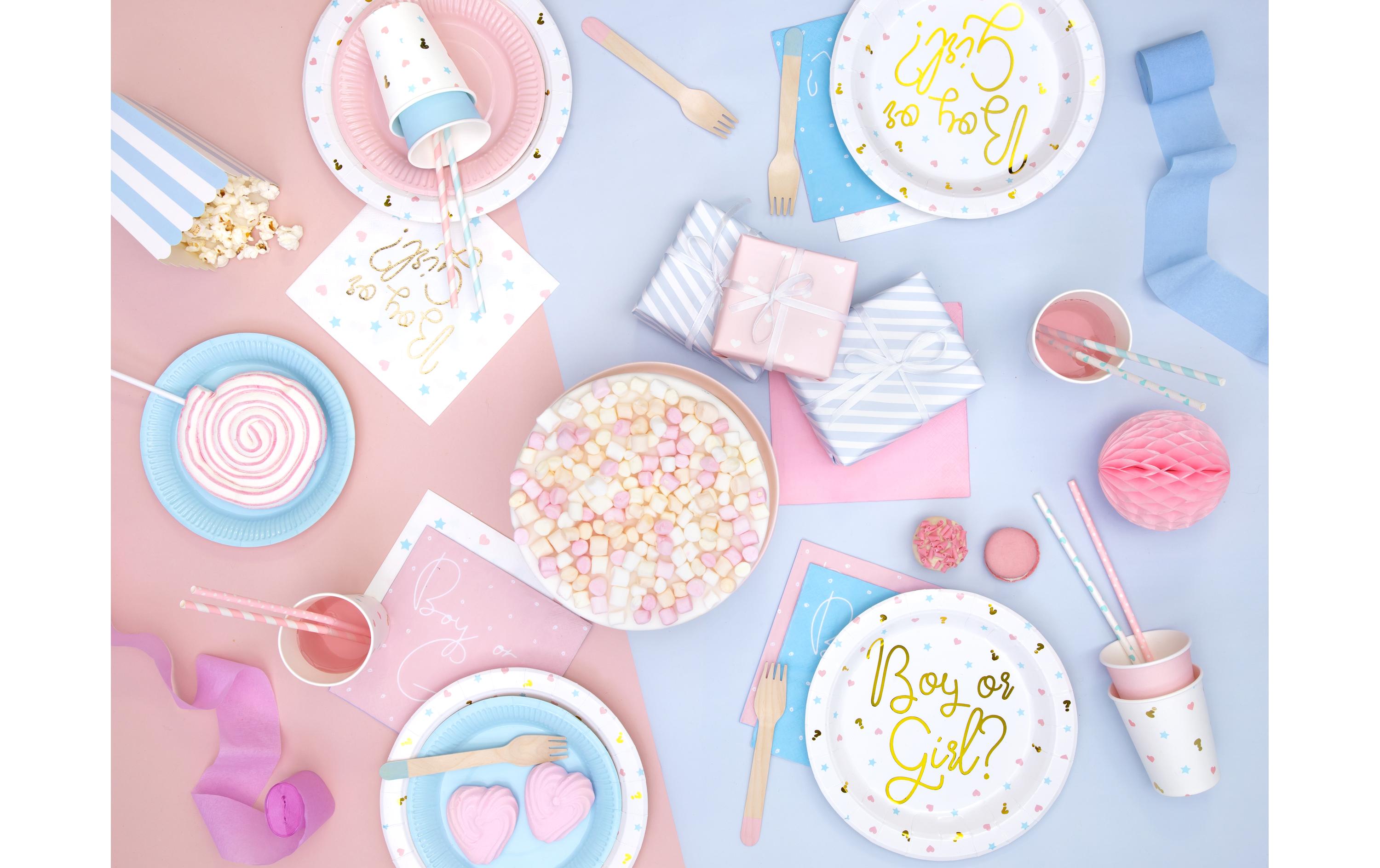 Partydeco Strohhalm 19.5 cm, 10 Stück, Rosa/Weiss