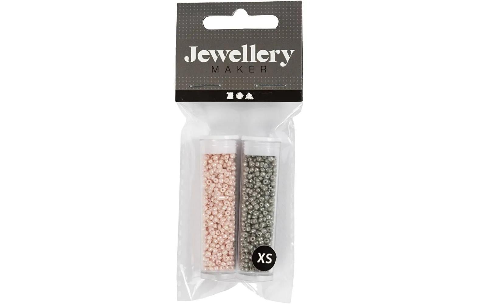 Creativ Company Rocailles-Perlen Glasperlen Grau/Rosé