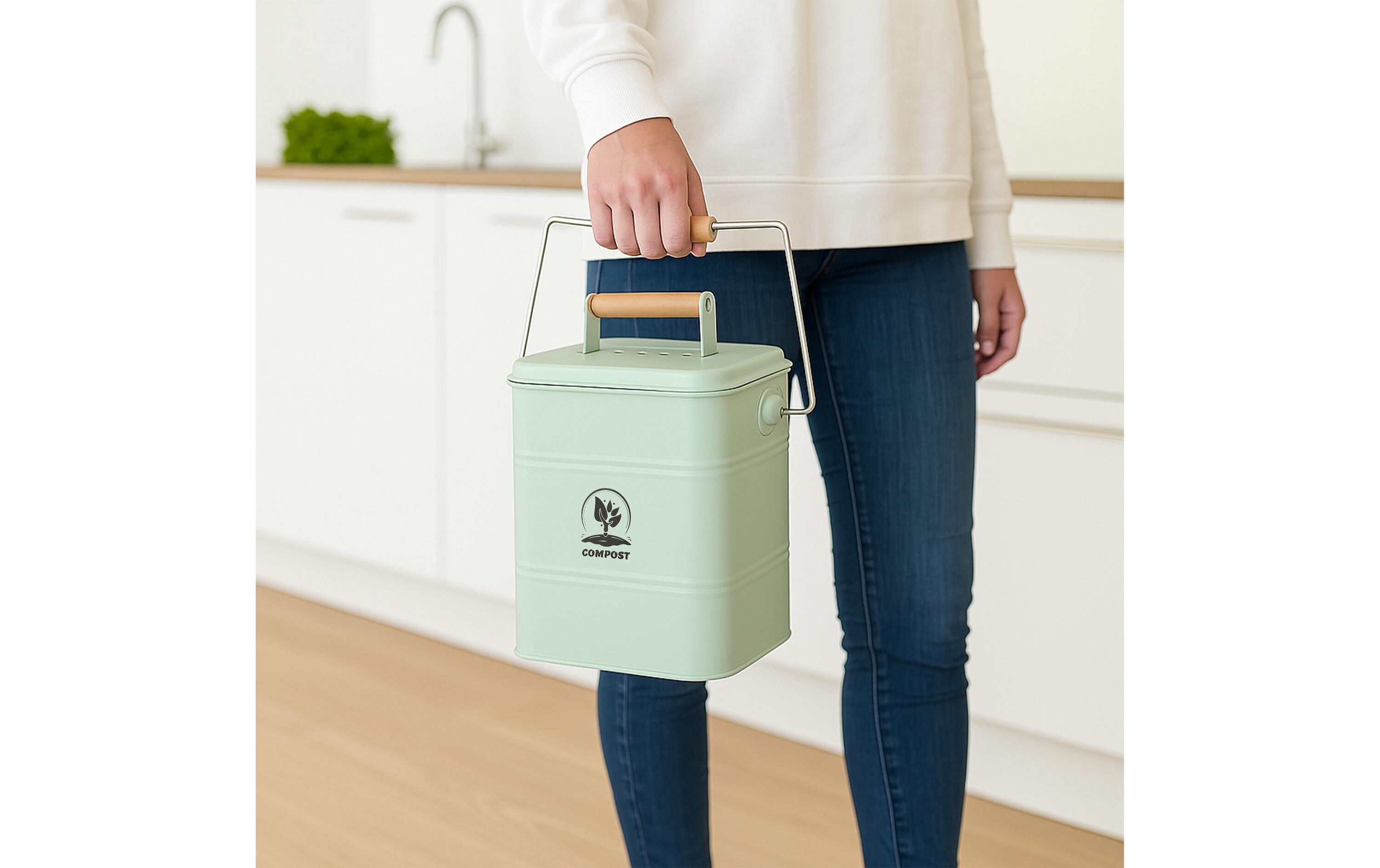relaxdays Komposteimer 3.5 l, Hellbraun/Hellgrün