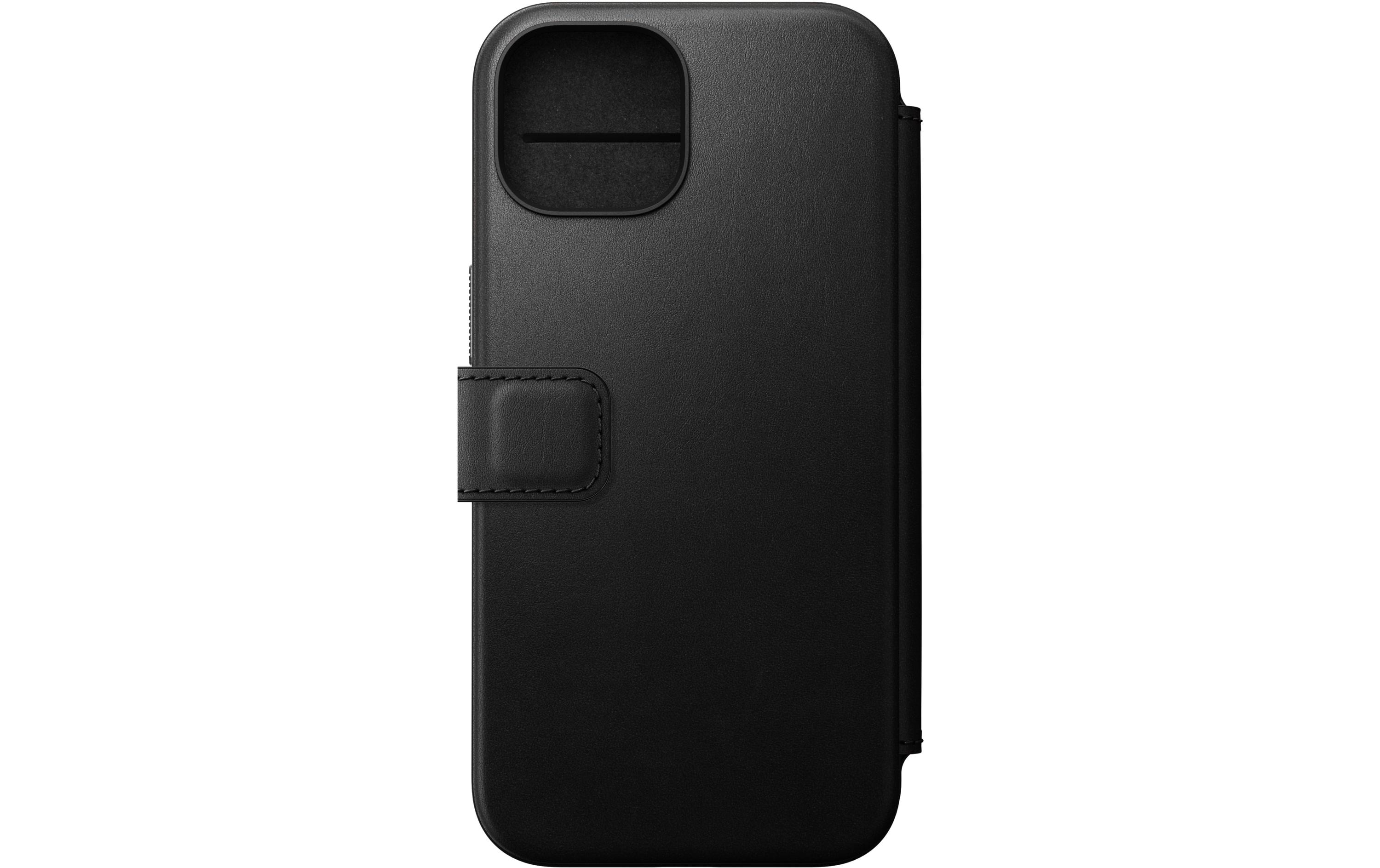 Nomad Book Cover Modern Leather Folio iPhone 15 Schwarz