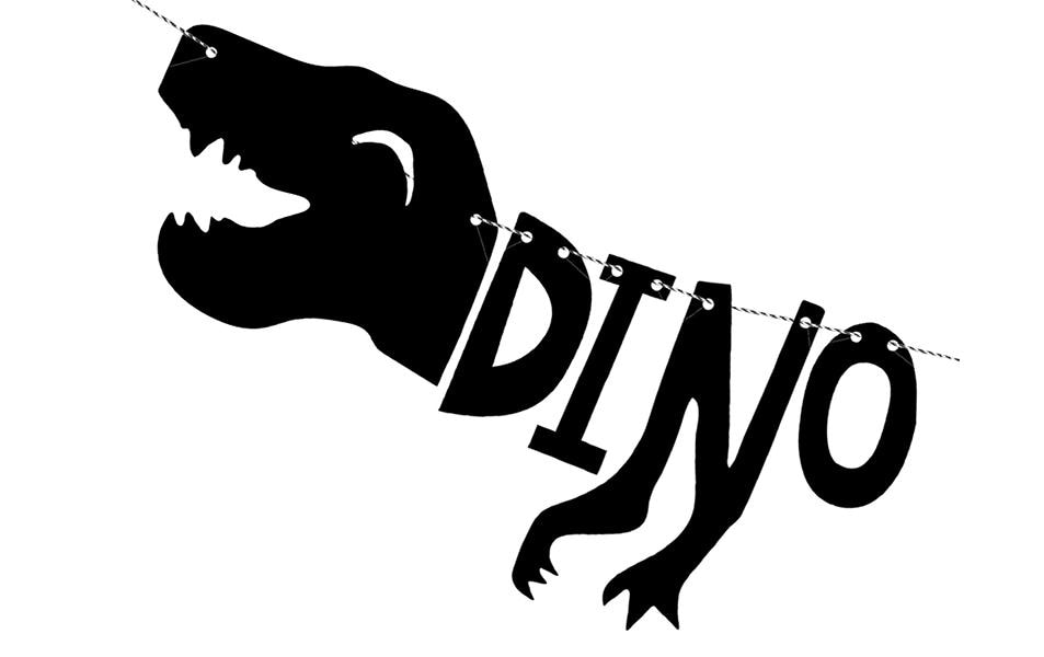 Partydeco Girlande Dinosaurier-Party Schwarz, 20 x 90 cm