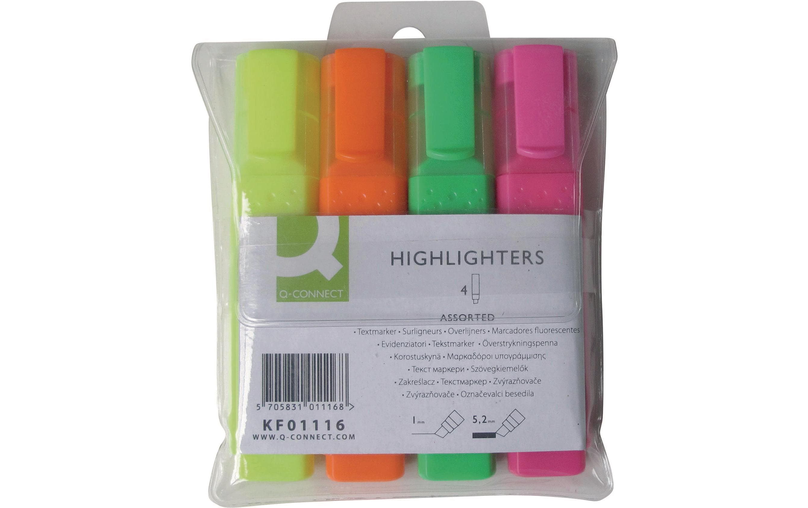 CONNECT Textmarker Q-Connect 4 Stück, Mehrfarbig