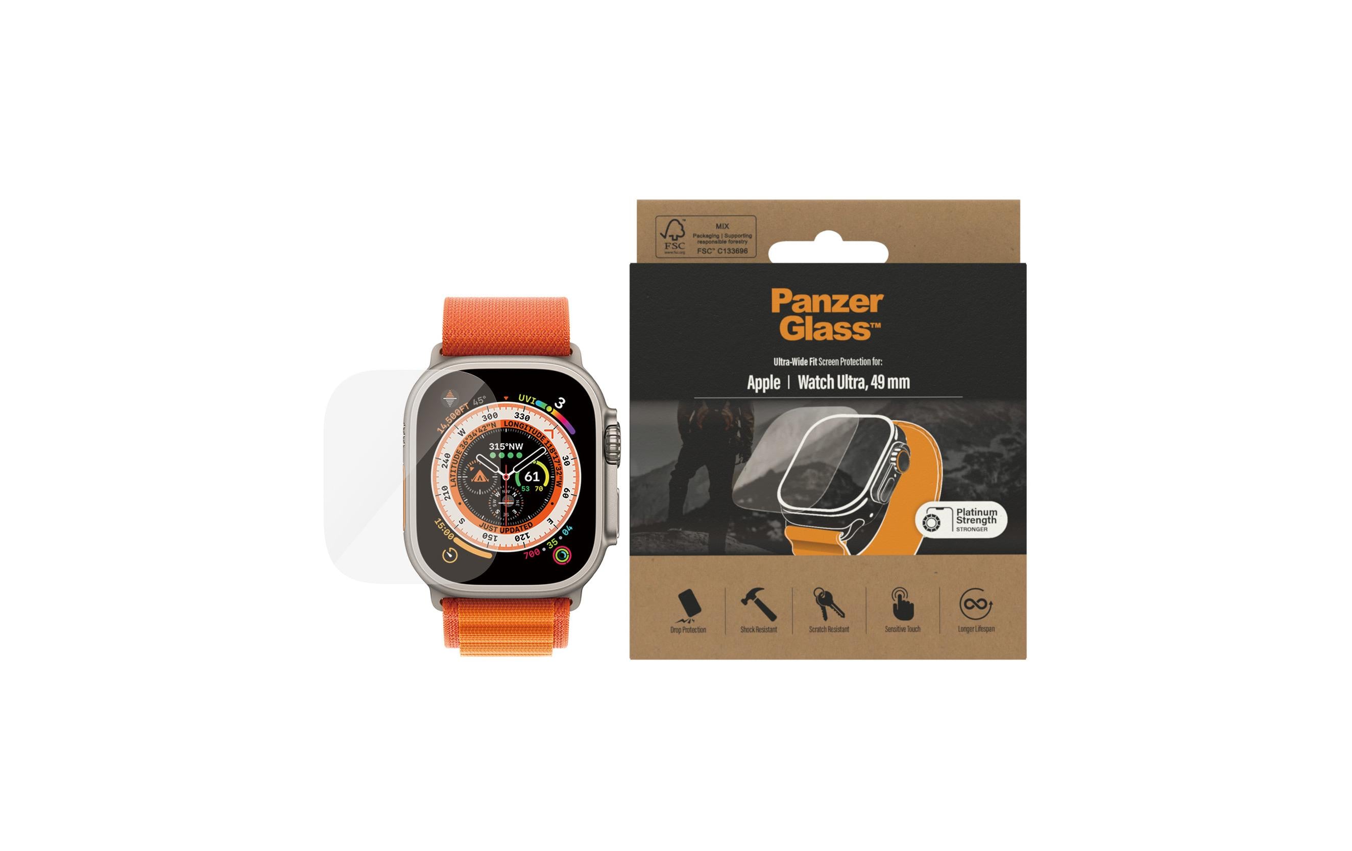Panzerglass Displayschutz AB Apple Watch Ultra 49 mm Panzerglass Displayschutz AB Apple Watch Ultra 49 mm