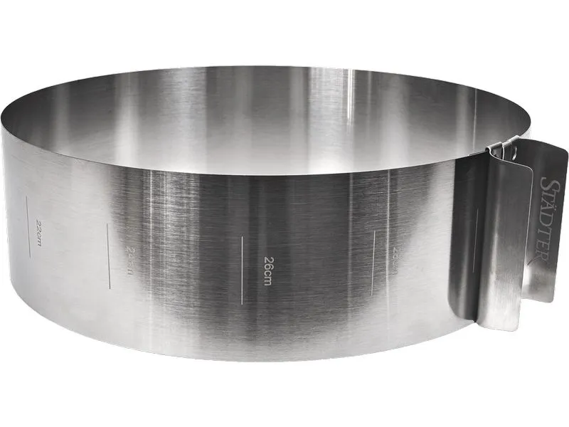 Städter Tortenring mit Griff 15 bis 30 cm verstellbar, Silber Städter Tortenring mit Griff 15 bis 30 cm verstellbar, Silber