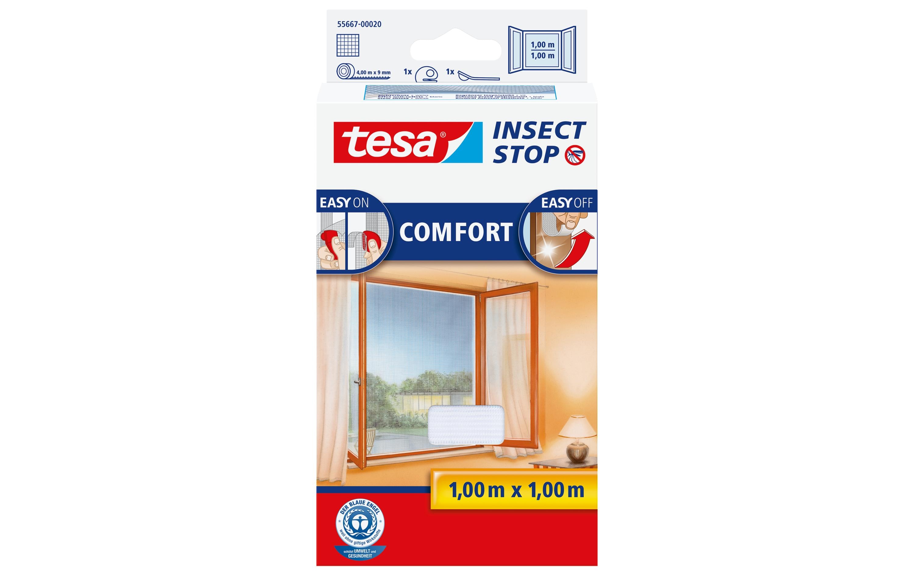 tesa Fliegengitter Insect Stop Comfort Fenster 1x1m weiss