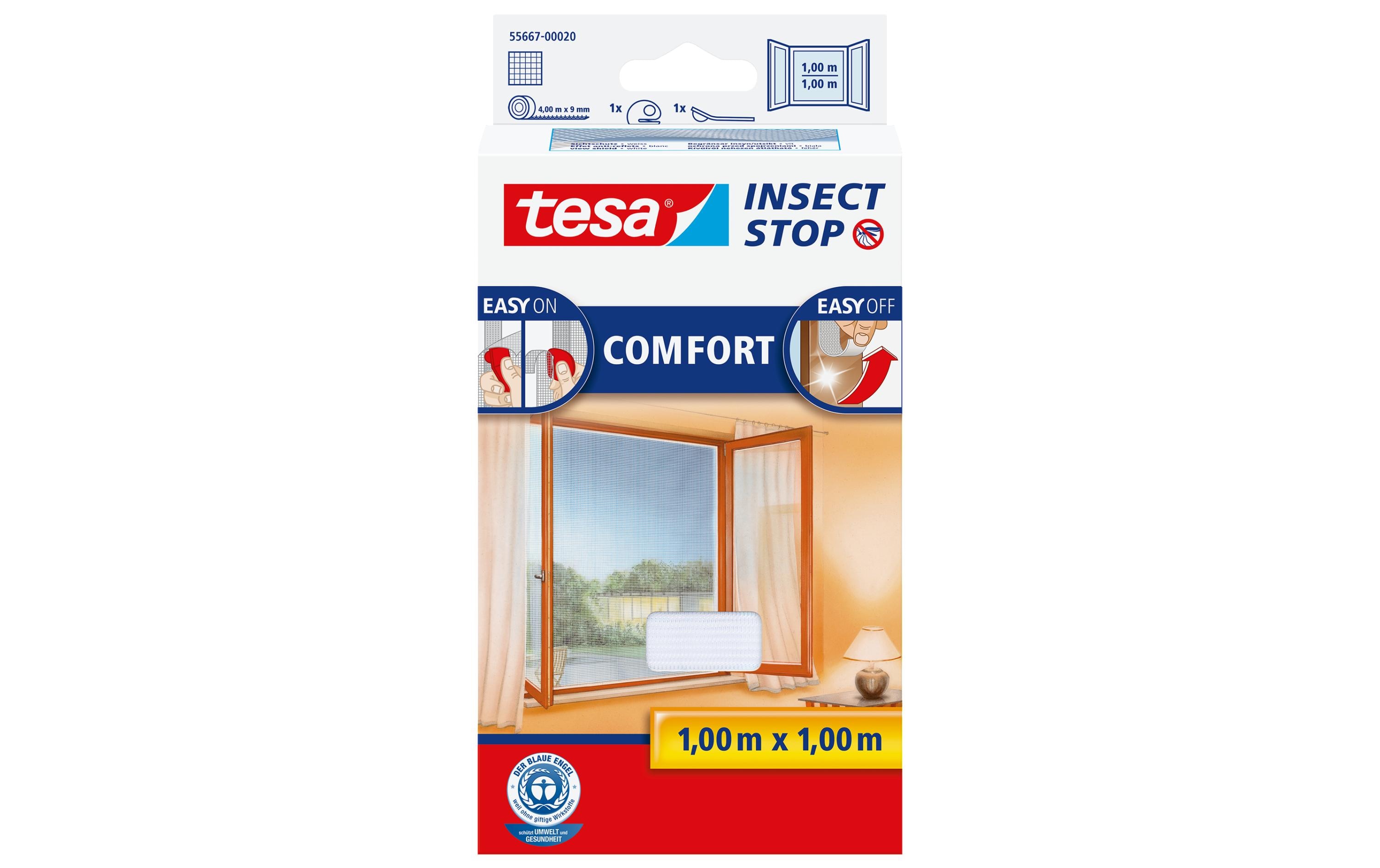 tesa Fliegengitter Insect Stop Comfort Fenster 1x1m weiss tesa Fliegengitter Insect Stop Comfort Fenster 1x1m weiss