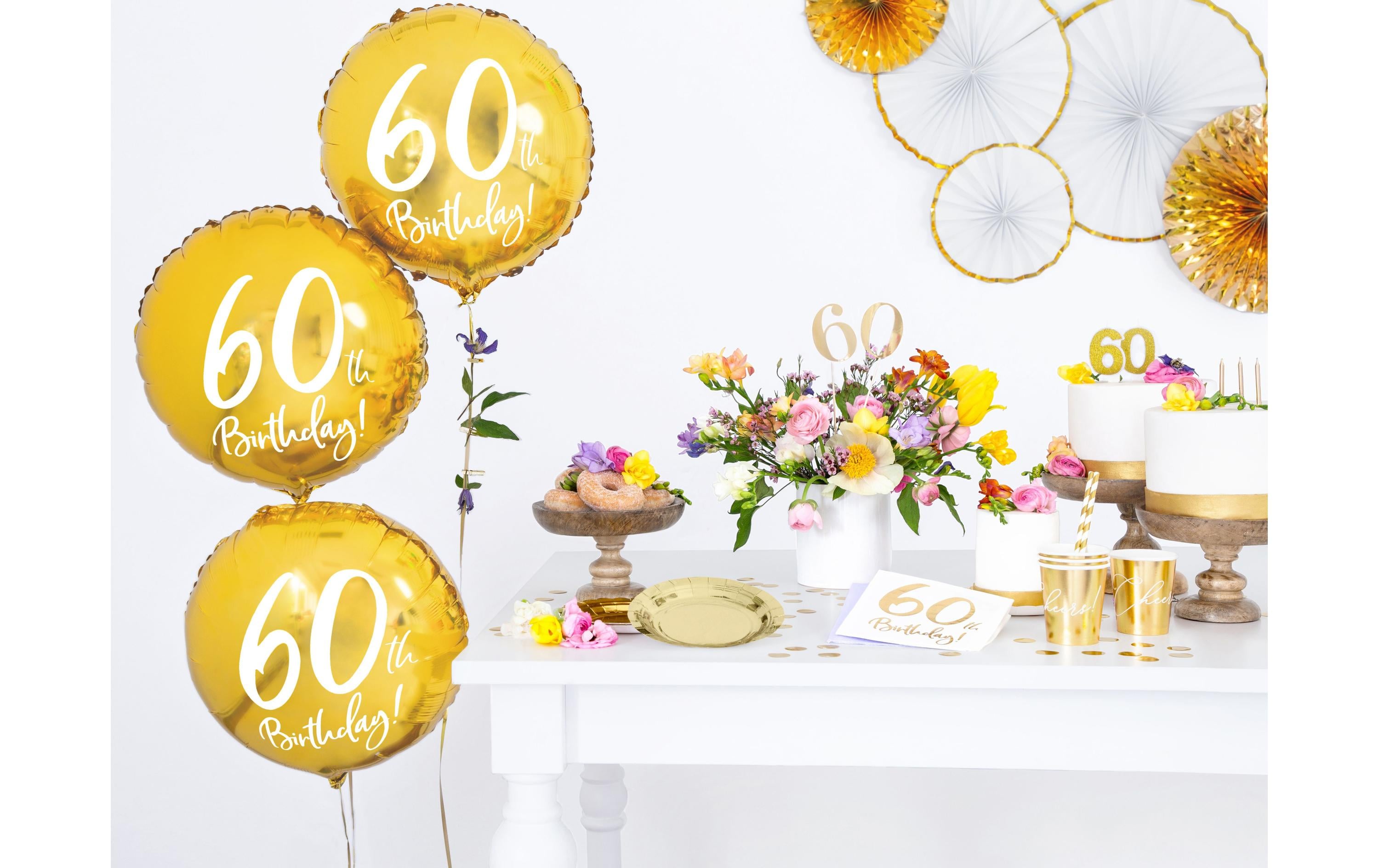 Partydeco Folienballon 60th Birthday Gold/Weiss