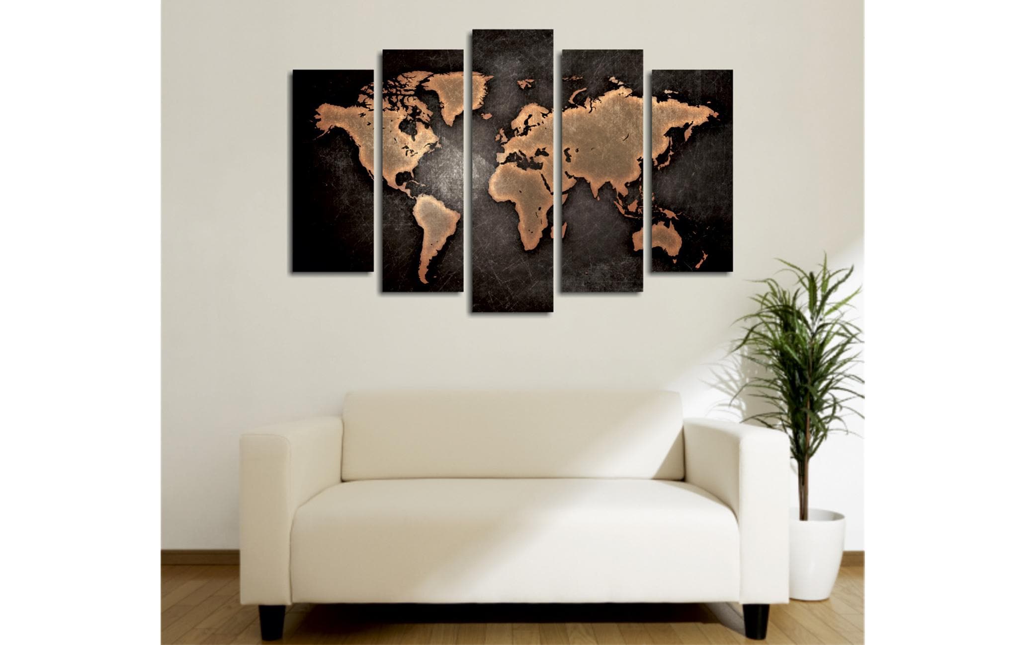 Wallxpert Bild World 5 Teile, 105 x 70 cm