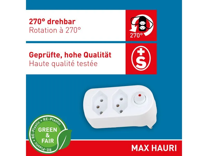Max Hauri Mehrfachstecker ADAPT 2xT13, drehbar 320° 2 Max Hauri Mehrfachstecker ADAPT 2xT13, drehbar 320° 2