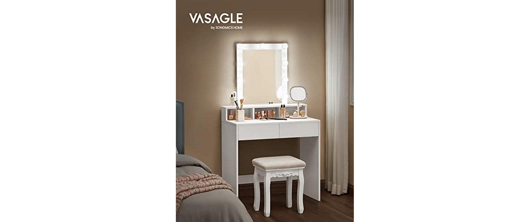 VASAGLE Schminktisch mit Spiegel Weiss VASAGLE Schminktisch mit Spiegel Weiss