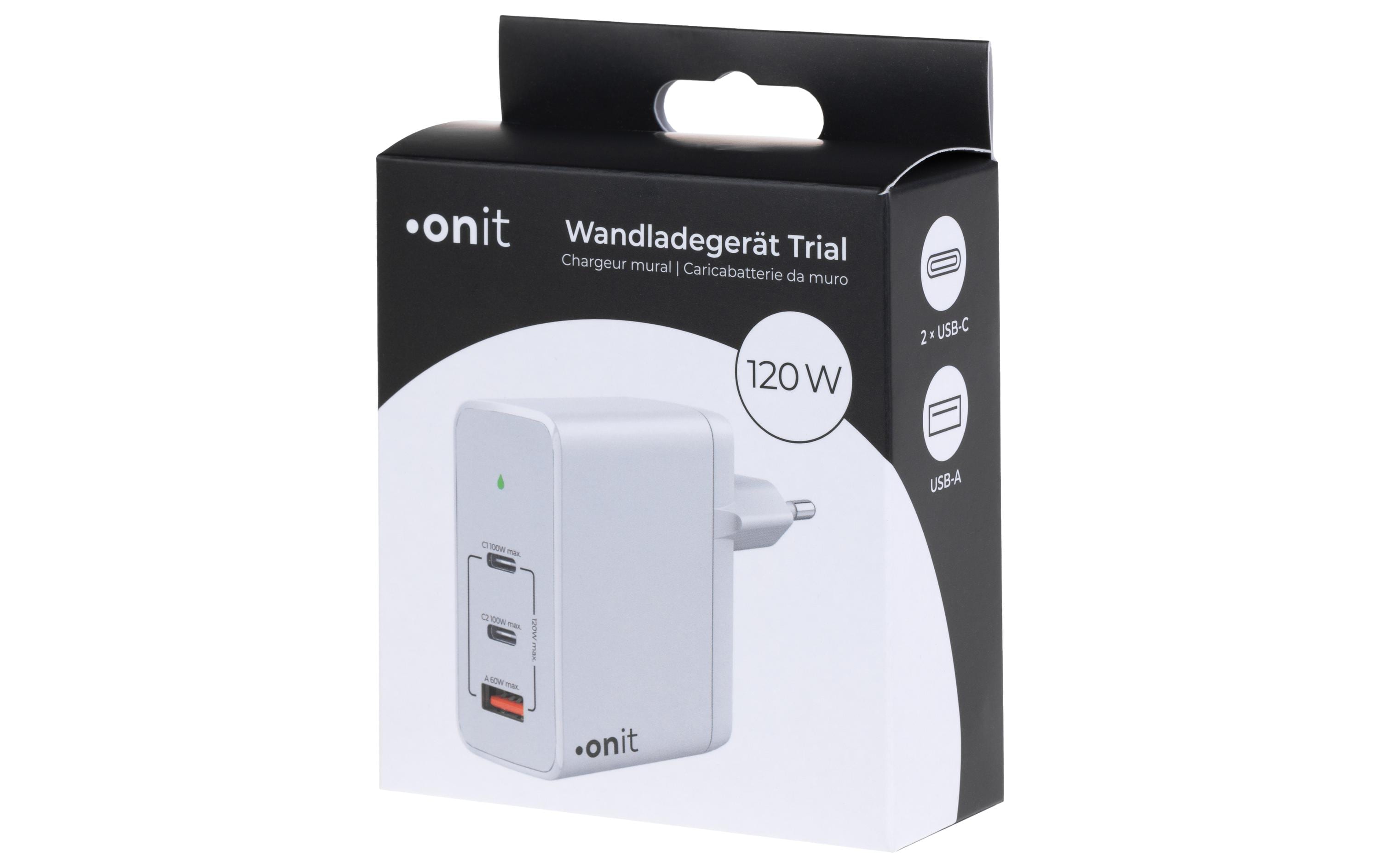 onit USB-Wandladegerät Trial QC5.0 120 W GaN Weiss
