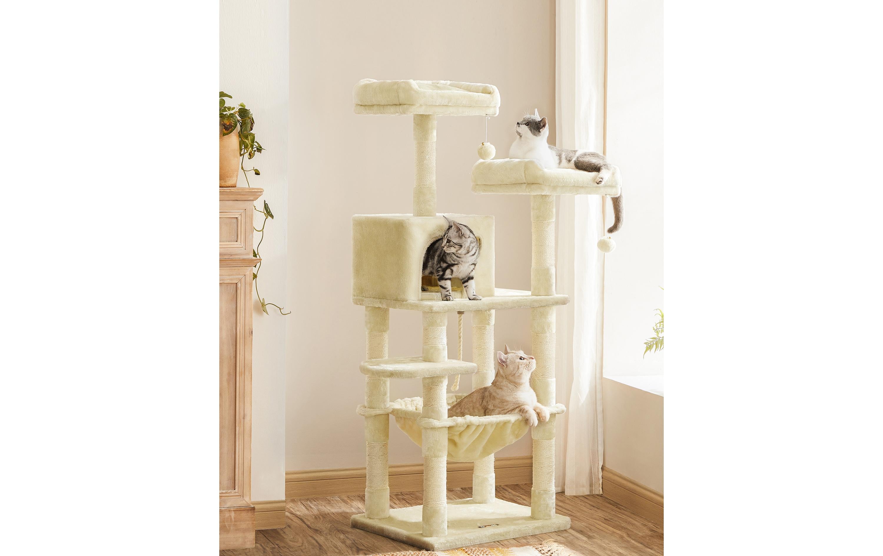 Feandrea Kratzbaum mit Hängematte 143 cm, Beige