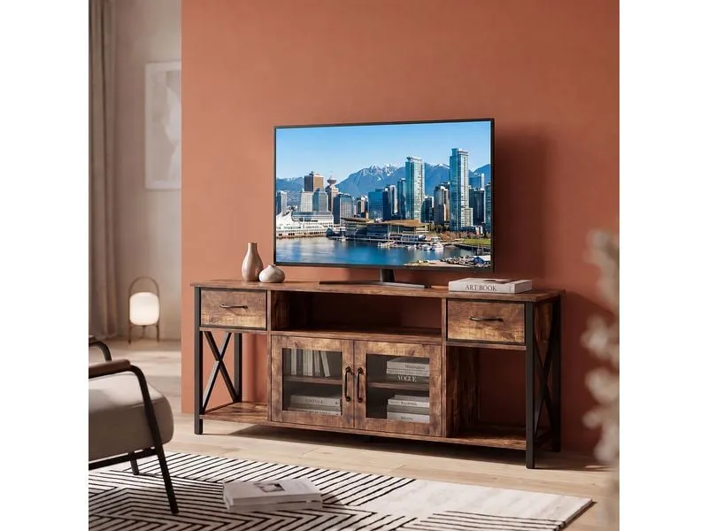 relaxdays TV Lowboard 180 x 40 cm, Braun/Schwarz relaxdays TV Lowboard 180 x 40 cm, Braun/Schwarz