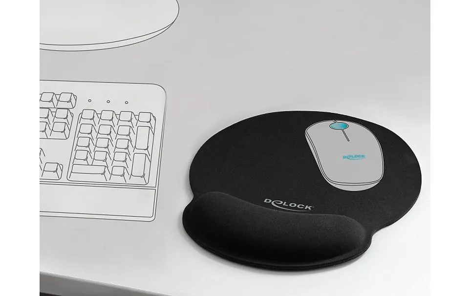 Delock Ergonomische Mausmatte mit Handballenauflage Schwarz