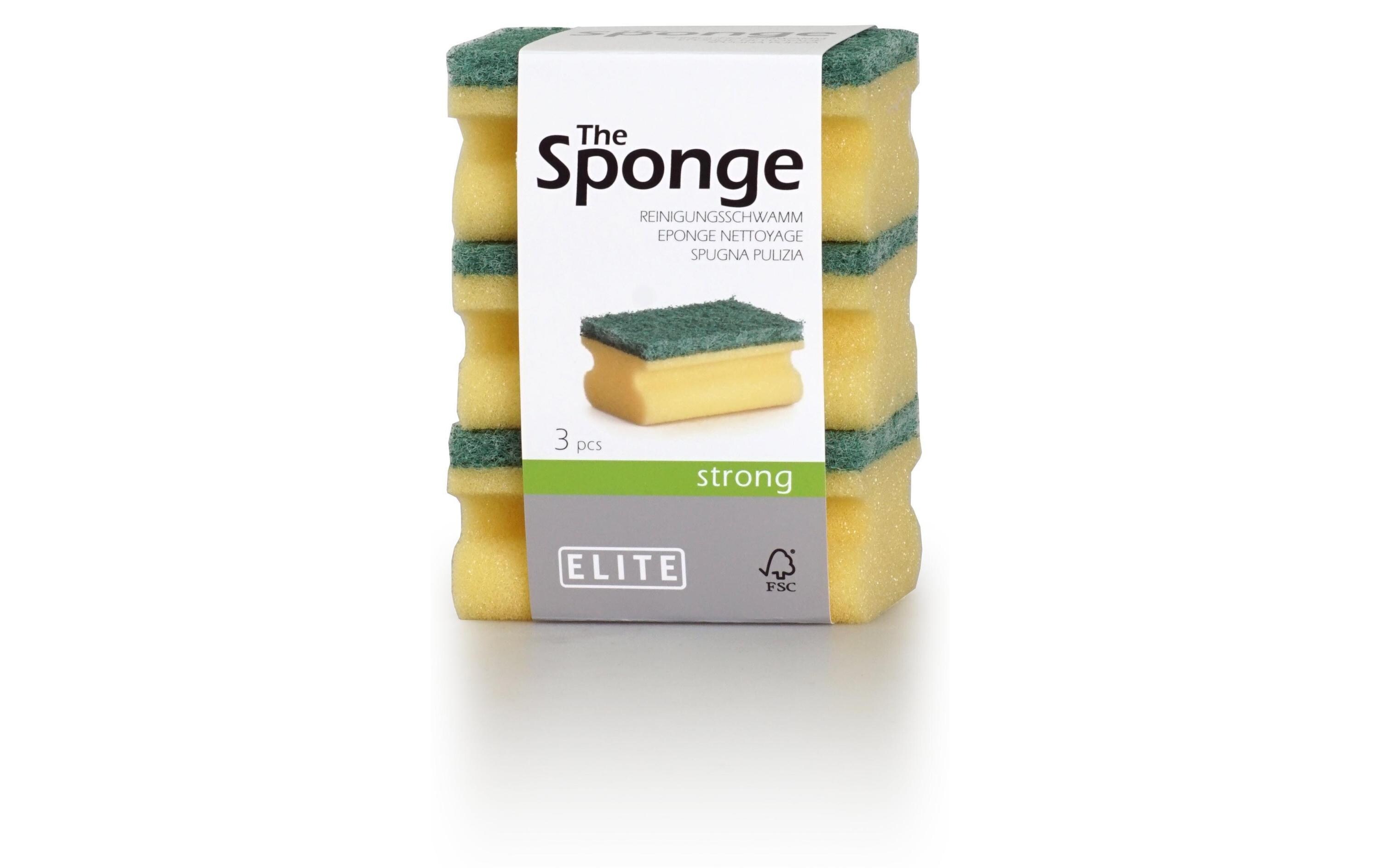 Elite Schwamm Strong 3 Stück, Gelb/Grün
