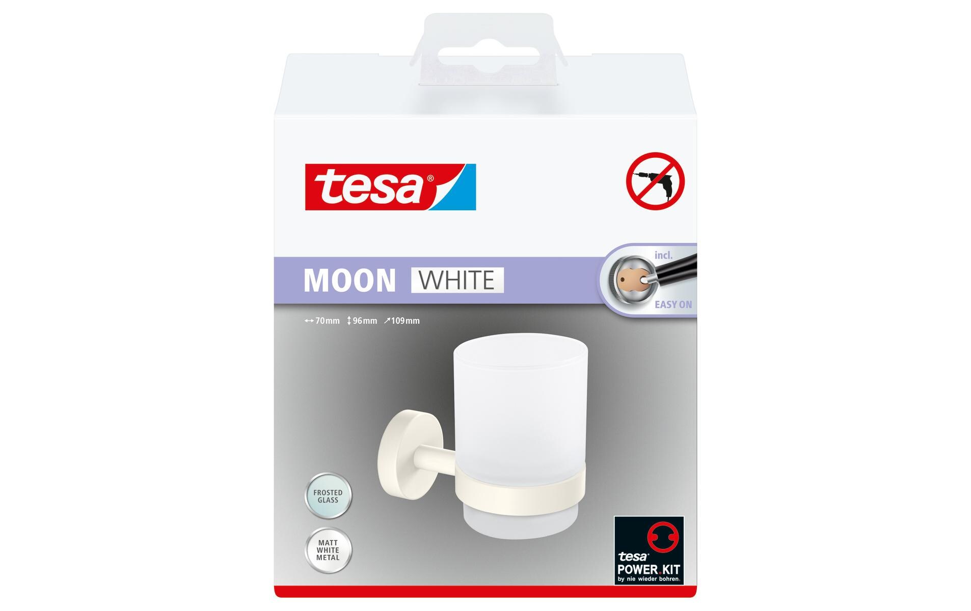 tesa Moon White Zahnputzbecher ohne Bohren, weiss