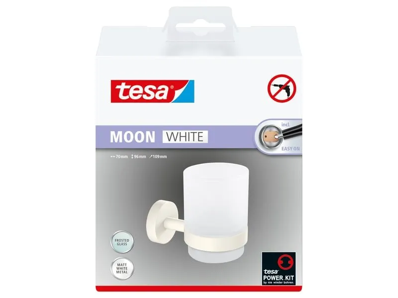 tesa Moon White Zahnputzbecher ohne Bohren, weiss tesa Moon White Zahnputzbecher ohne Bohren, weiss