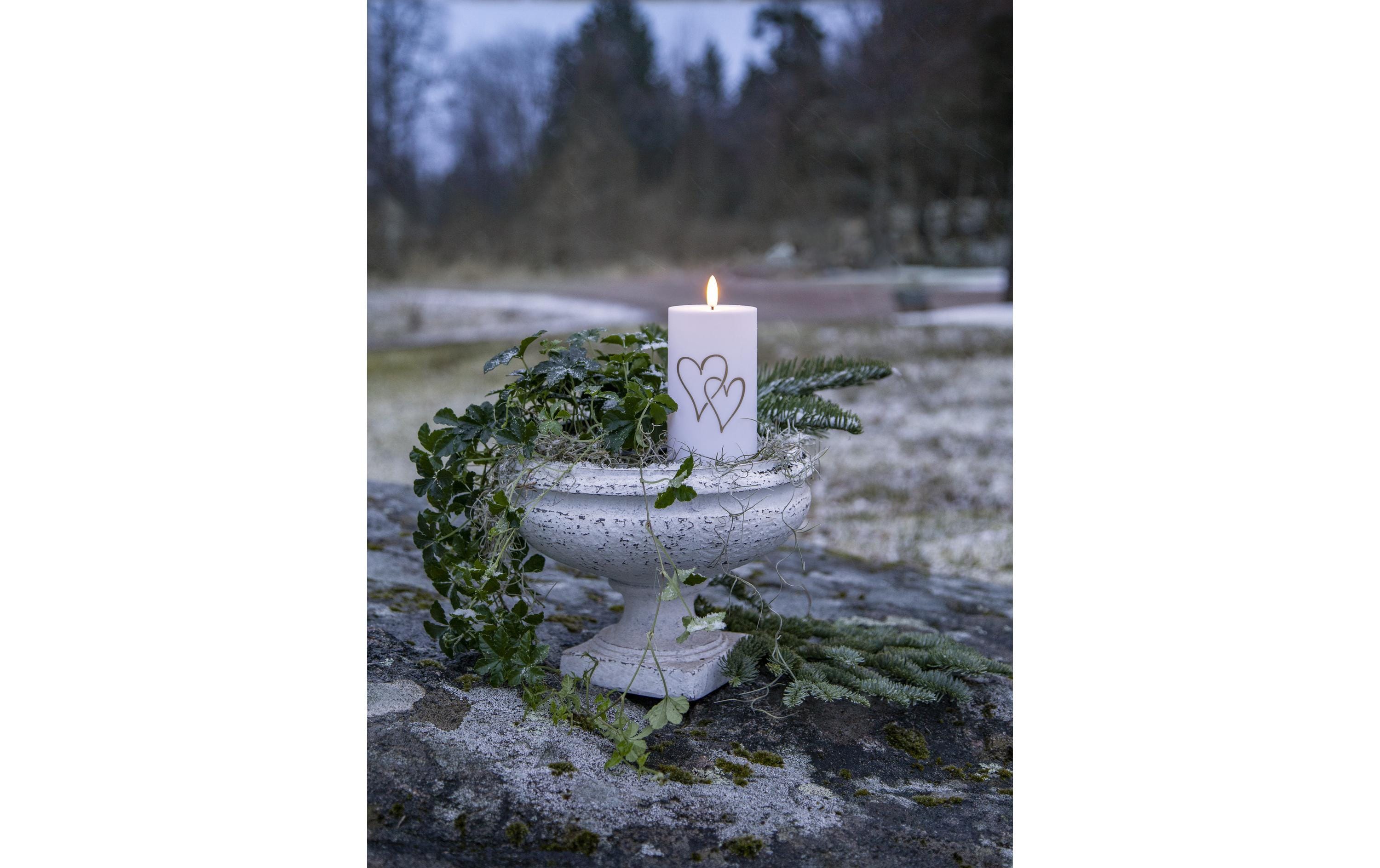 Star Trading LED Grabkerze Kerze Heart Warmweiss, 1 LED