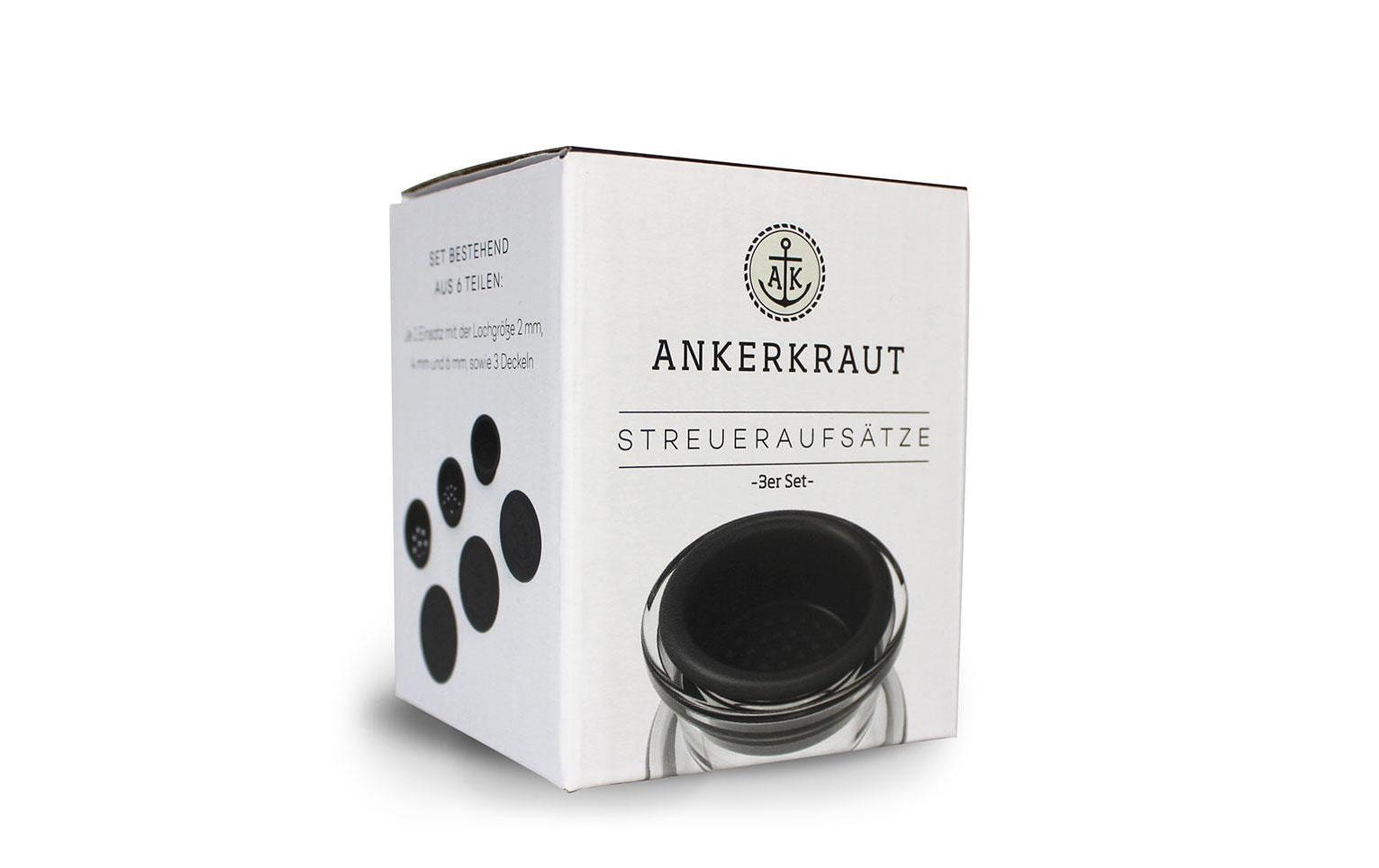 Ankerkraut Korkenglas Streuaufsatz 3er-Set