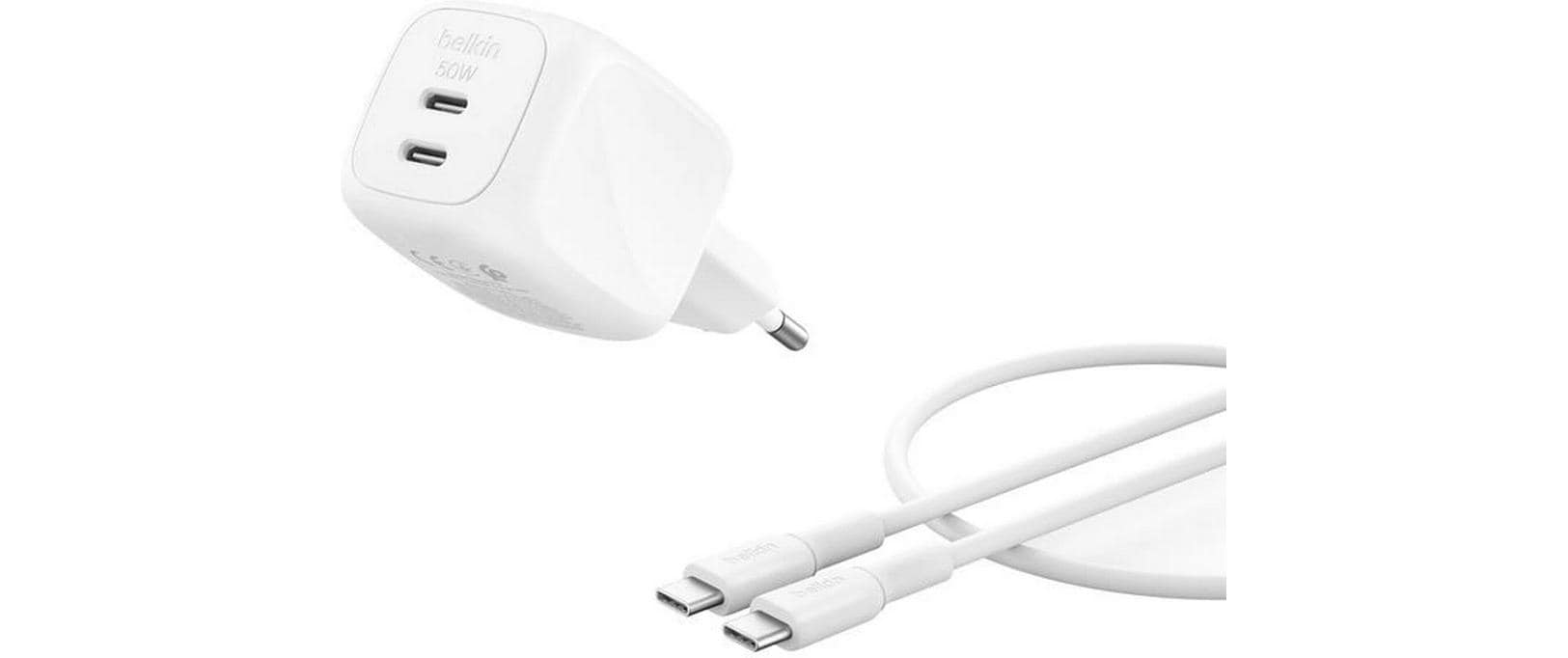 Belkin USB-Wandladegerät BoostCharge 50W USB-C mit USB-C Kabel Belkin USB-Wandladegerät BoostCharge 50W USB-C mit USB-C Kabel