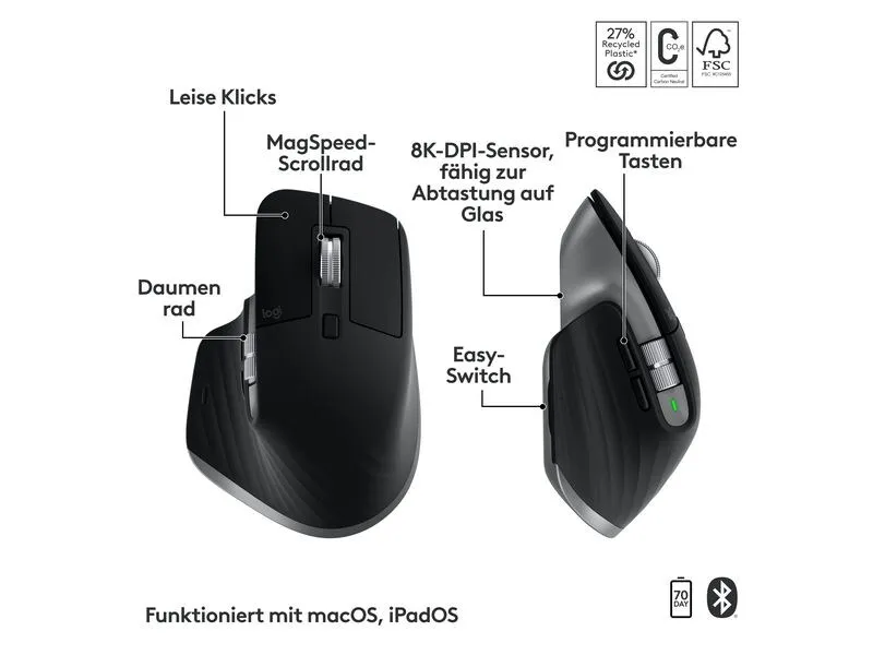 Logitech Tastatur-Maus-Set MX Keys S Combo for Mac