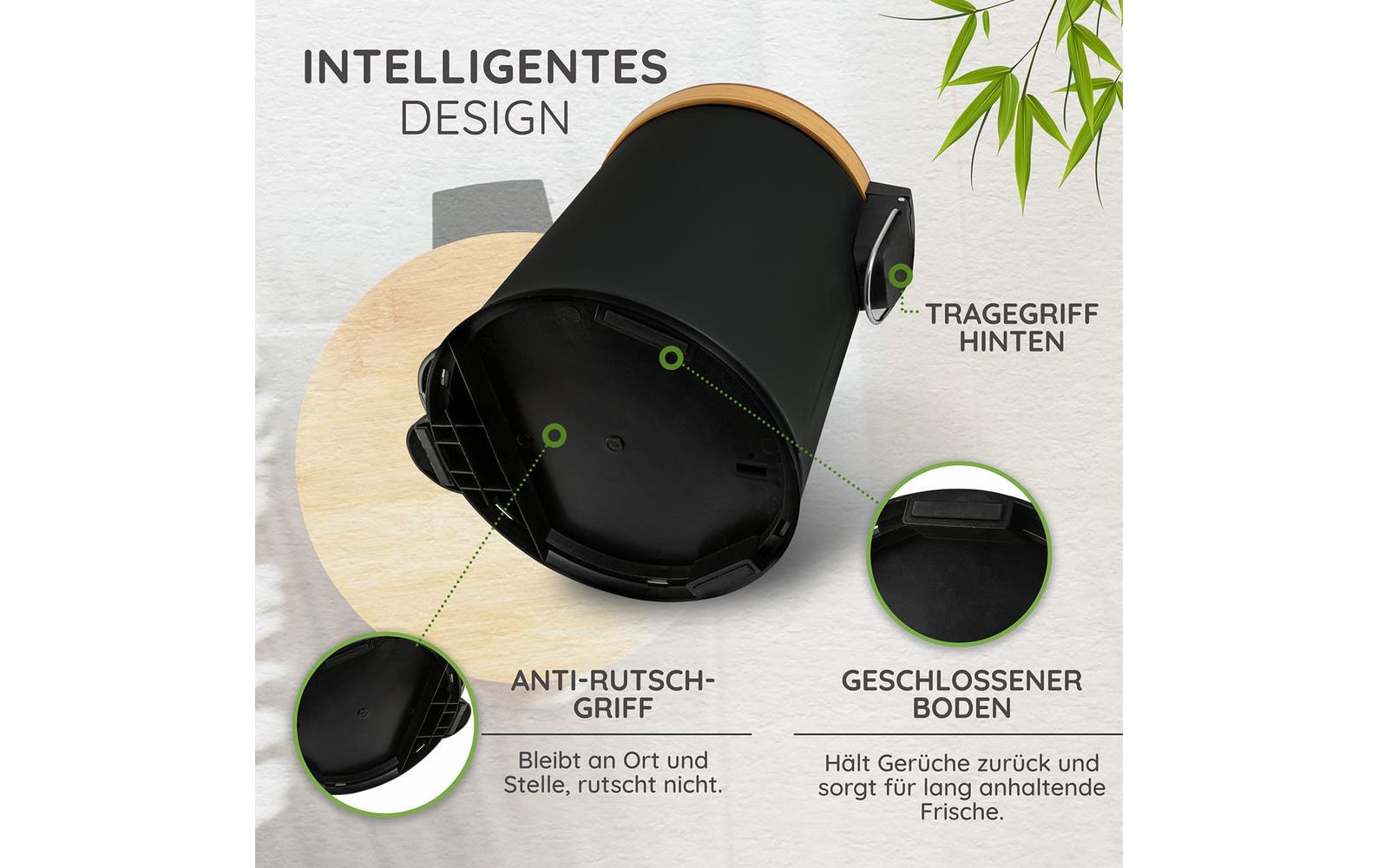 Exitoso Tretmülleimer mit Softclose-Deckel 5 l, Schwarz