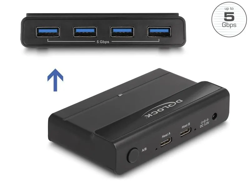 Delock USB-Switch 4x Gerät und 2x Host 5 Gbps