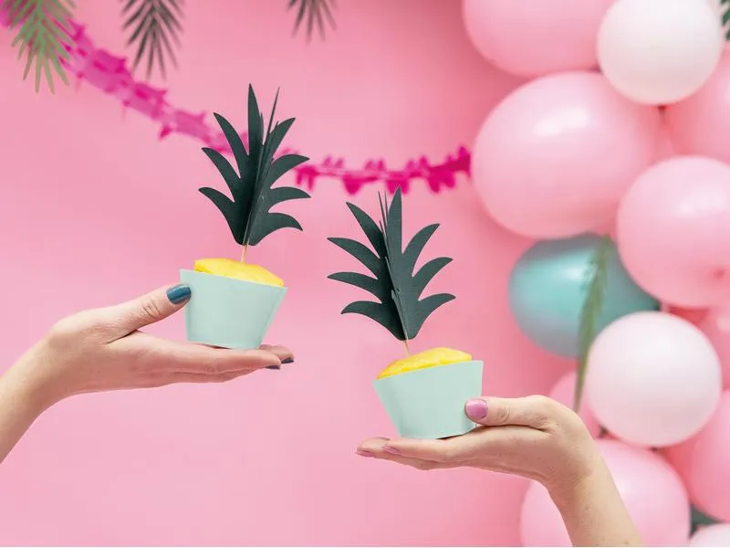 Partydeco Kuchen-Topper Aloha Ananas 6 Stück, Grün
