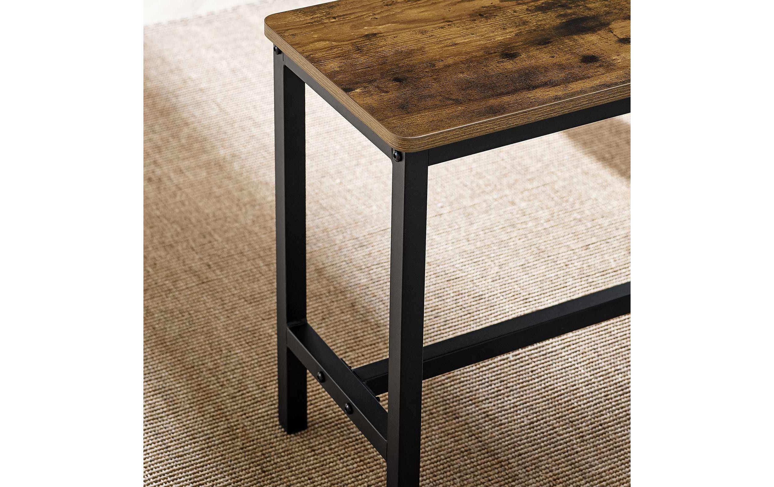 VASAGLE Tisch mit zwei Bänken, Vintagebraun-Schwarz