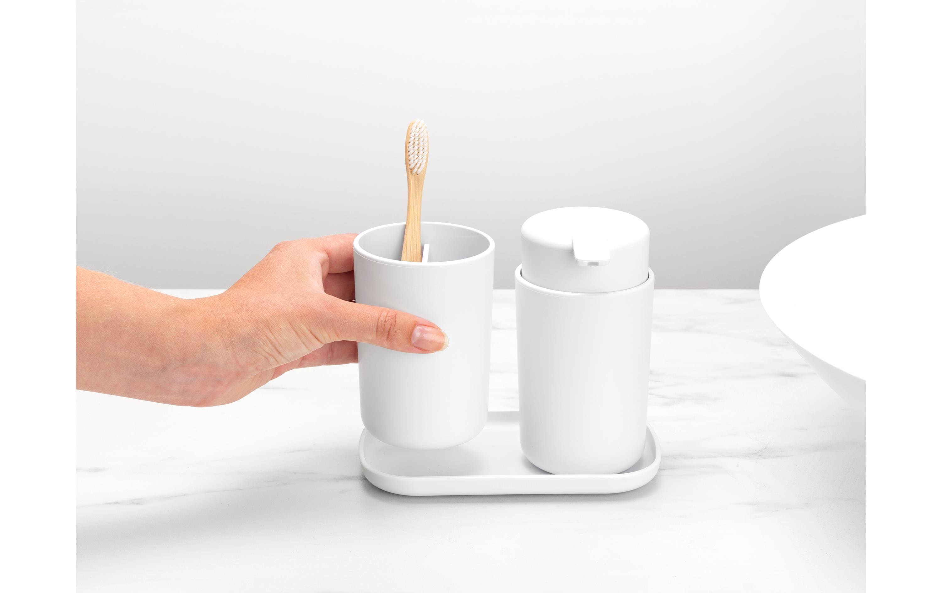 Brabantia Seifenspender-Set ReNew mit Zahnputzbecher und Schale Weiss