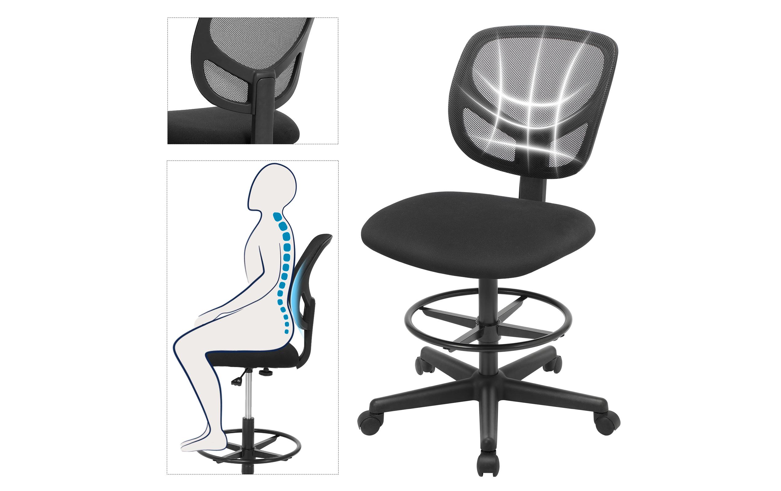 Songmics Bürostuhl mit Fusskreuz, Schwarz