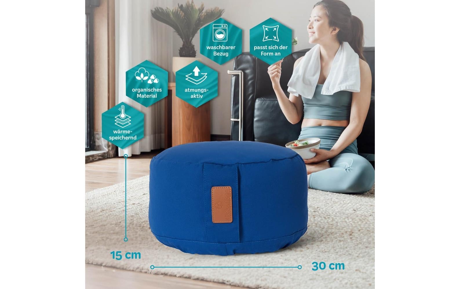 DoYourYoga Yoga-Kissen Vishnu Buchweizenschalen, Dunkelblau