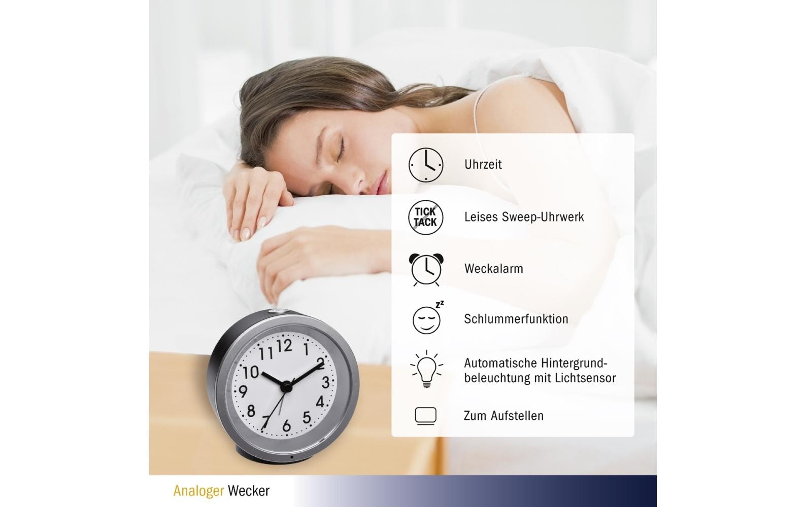 TFA Dostmann Analoger Wecker Schwarz