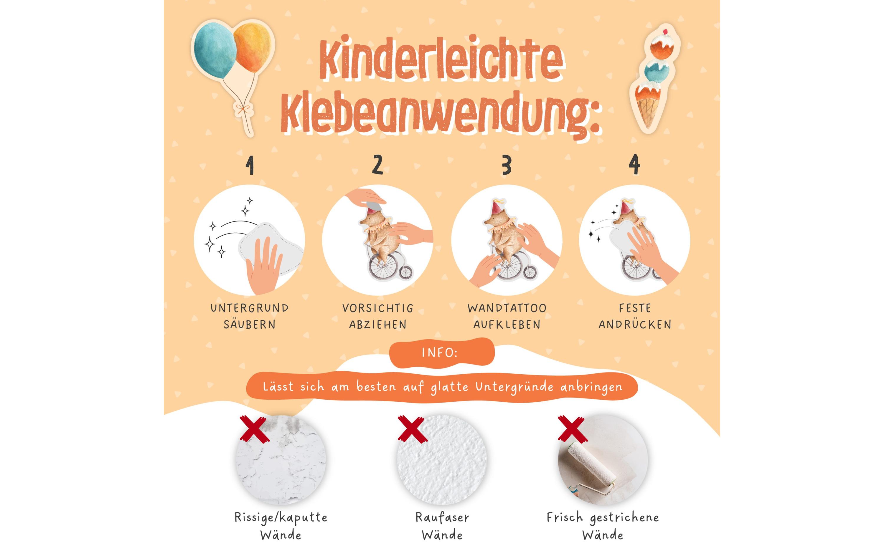 Papierdrachen Wandtattoo-Set Zirkus