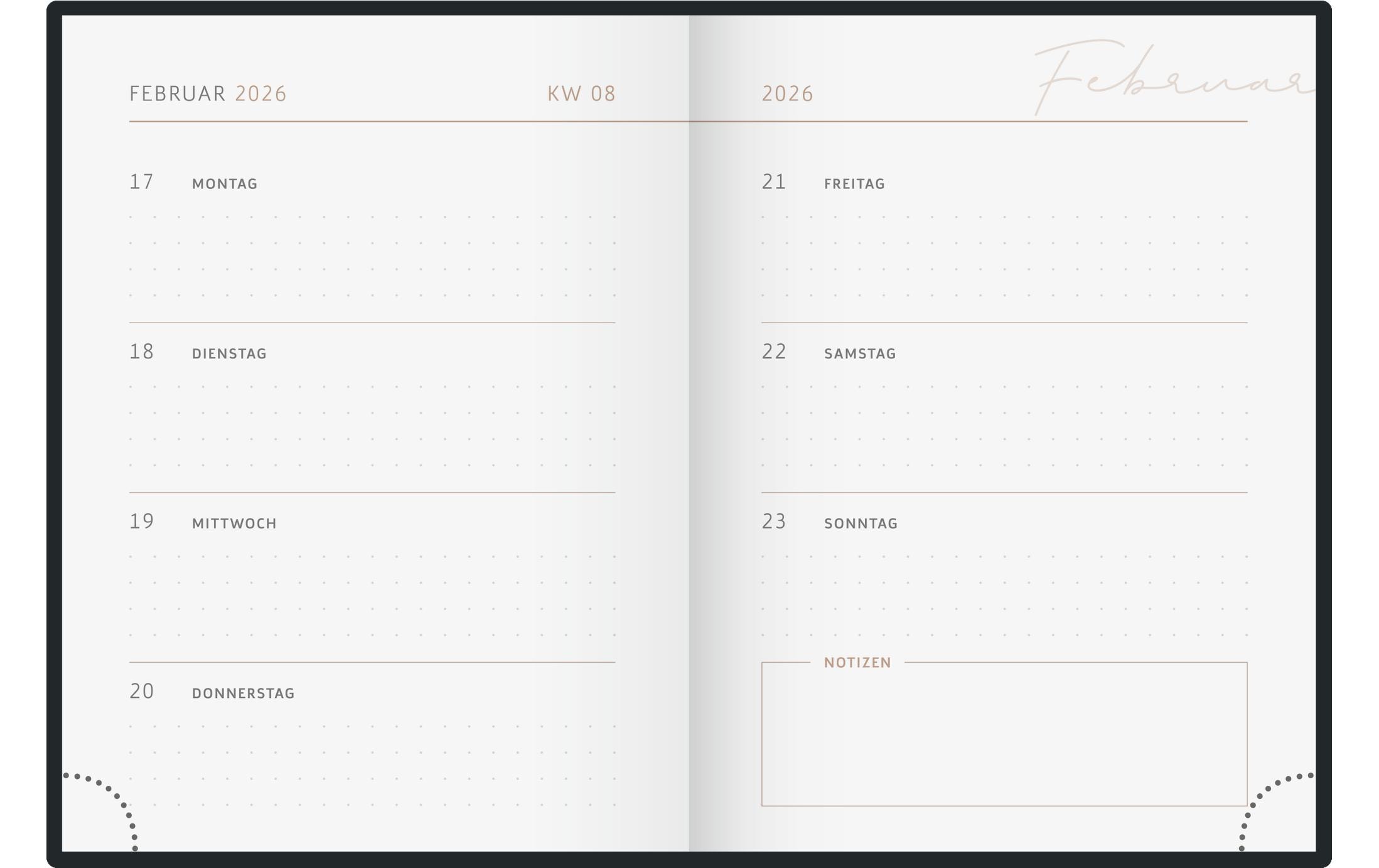 rido idé Wochenagenda Design Line Herz, 2026, Schwarz