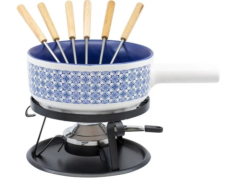 Kadastar Käsefondue-Set Kacheln 9 Teile, Blau/Weiss Kadastar Käsefondue-Set Kacheln 9 Teile, Blau/Weiss