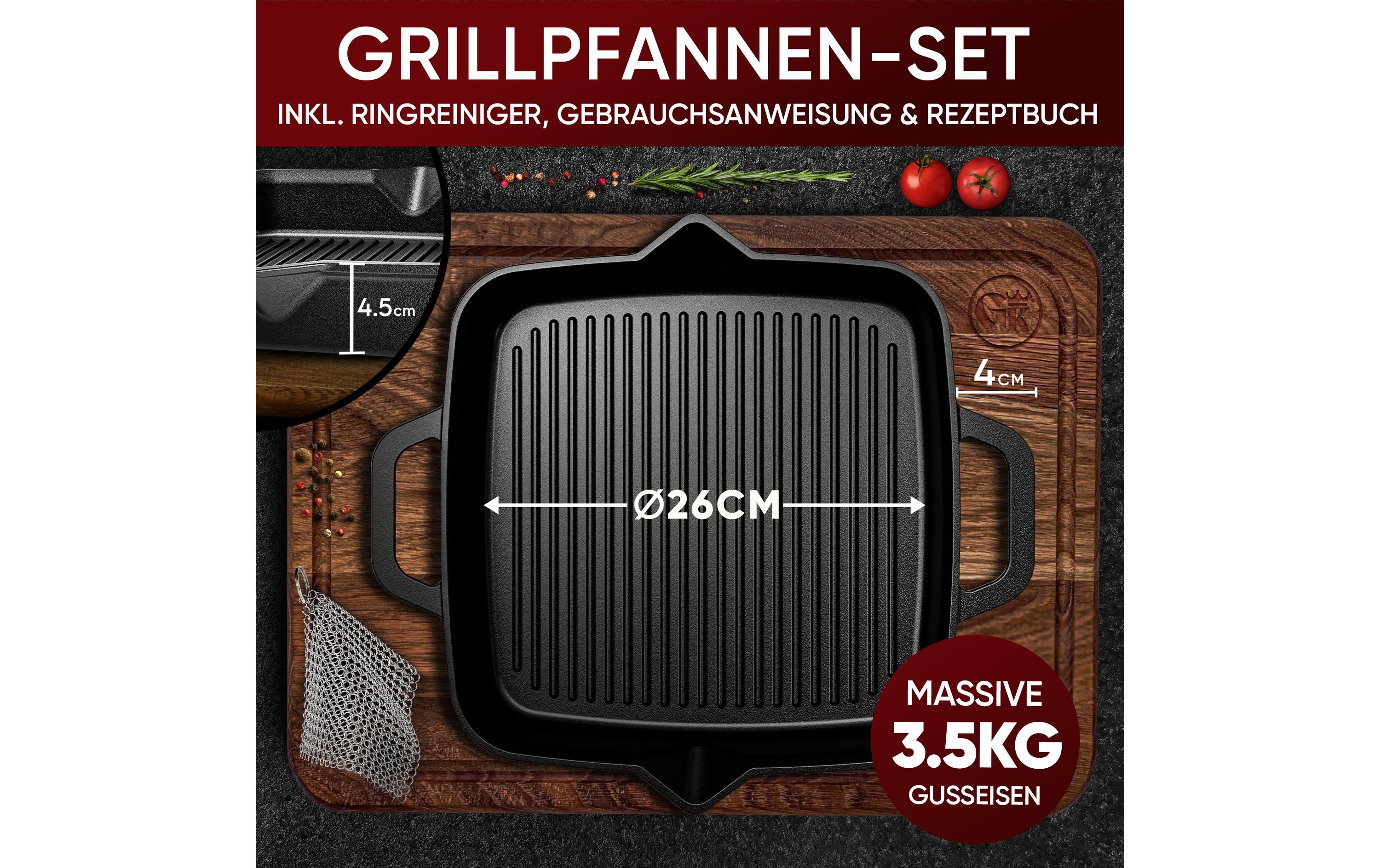 Gusskoenig Grillpfanne 26 cm mit Ringreiniger Gusskoenig Grillpfanne 26 cm mit Ringreiniger