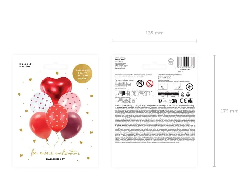 Partydeco Be Mine Valentine Rosa/Rot, 30 cm, 6 Stk Partydeco Be Mine Valentine Rosa/Rot, 30 cm, 6 Stk