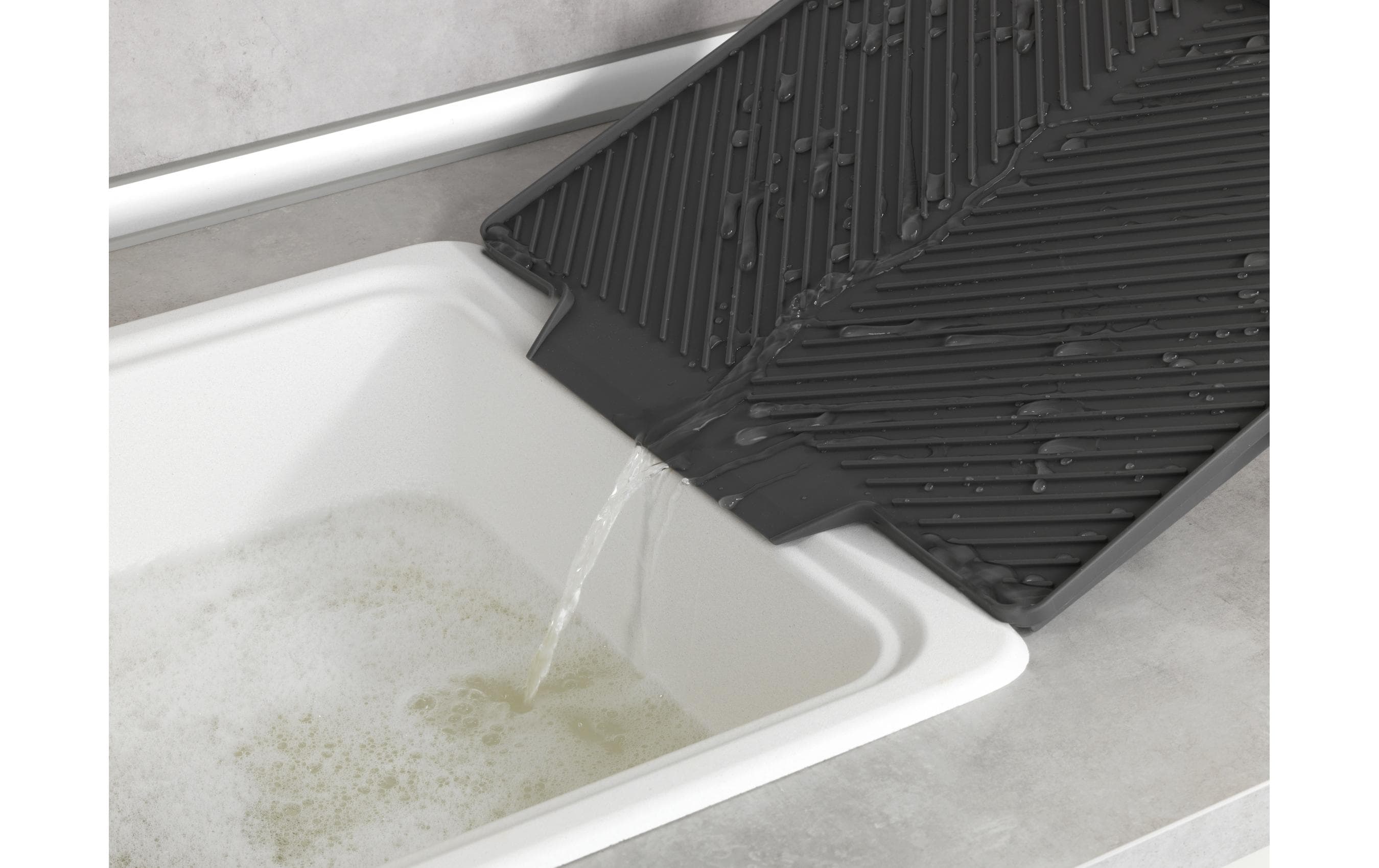 Wenko Abtropfmatte Nelia Maxi 34 x 3 x 40 cm, Grau