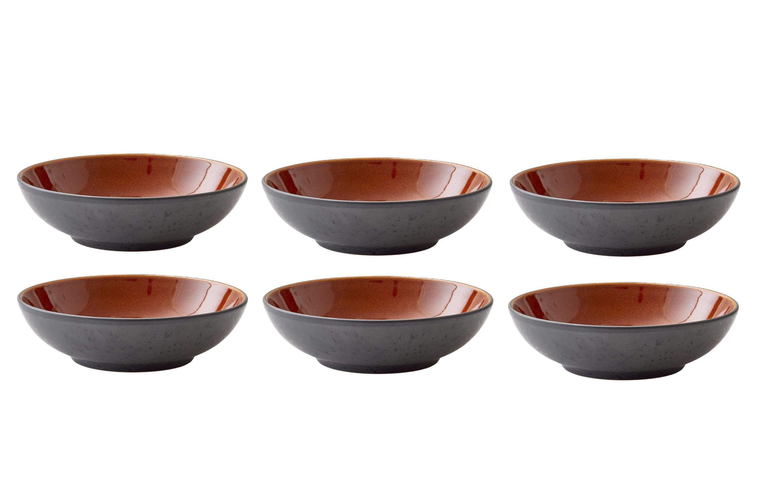 Bitz Suppen- & Pastateller Ø 20 cm, 6 Stück, Schwarz/Amber