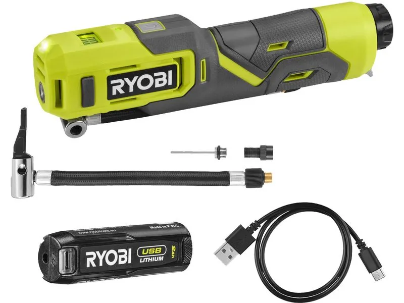 Ryobi Werkstatt Akku-Kompressor Mini 4 V USB RI4-120G Ryobi Werkstatt Akku-Kompressor Mini 4 V USB RI4-120G