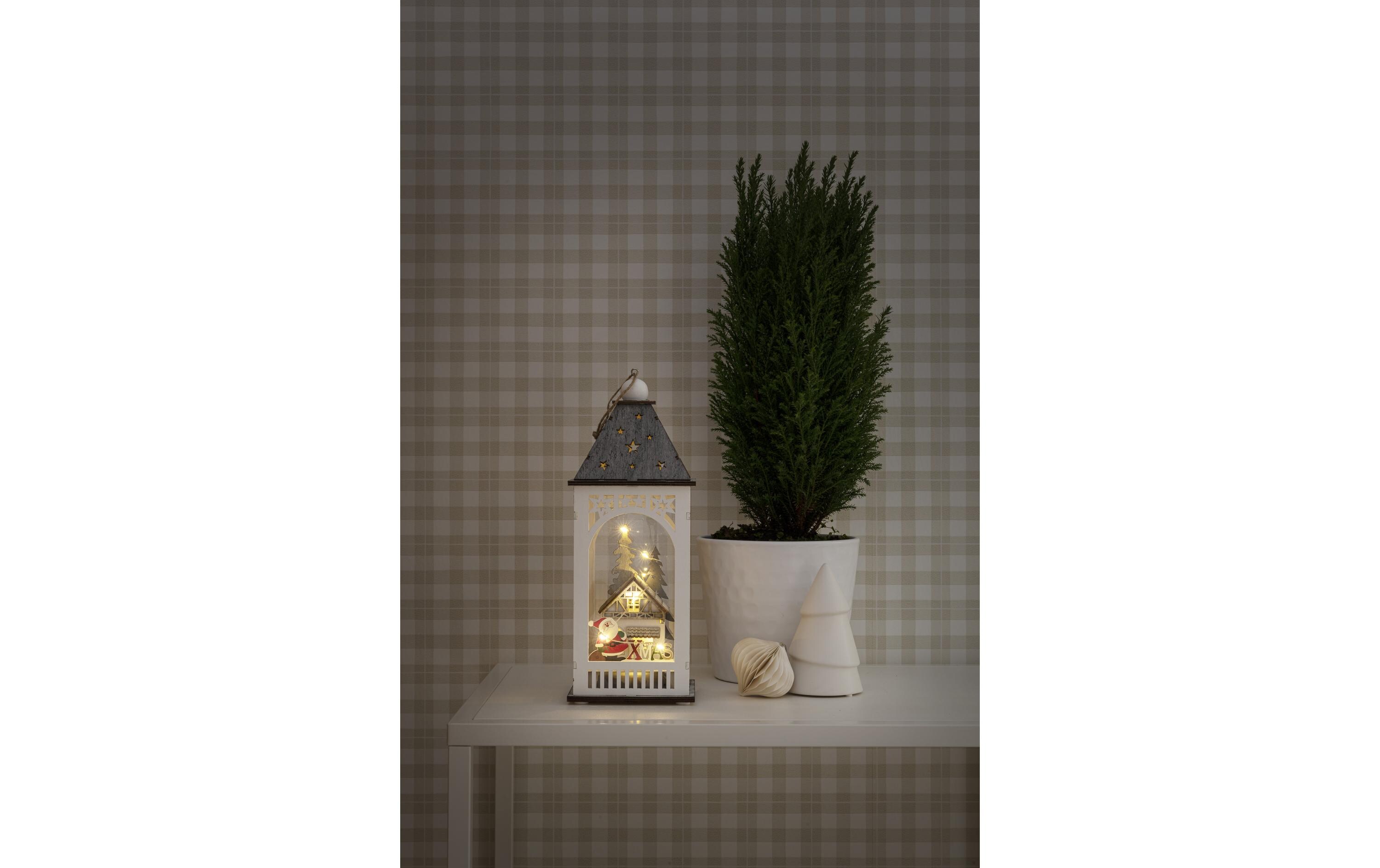 Konstsmide LED Holzlaterne Haus, 11 x 11 x 29 cm, Weiss Konstsmide LED Holzlaterne Haus, 11 x 11 x 29 cm, Weiss