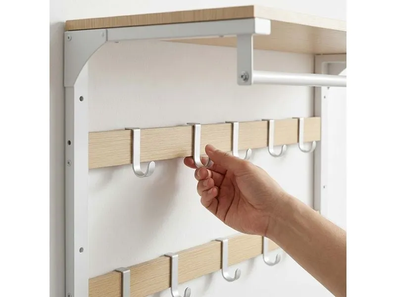 relaxdays Wandgarderobe 80 cm x 42 cm, Weiss/Braun