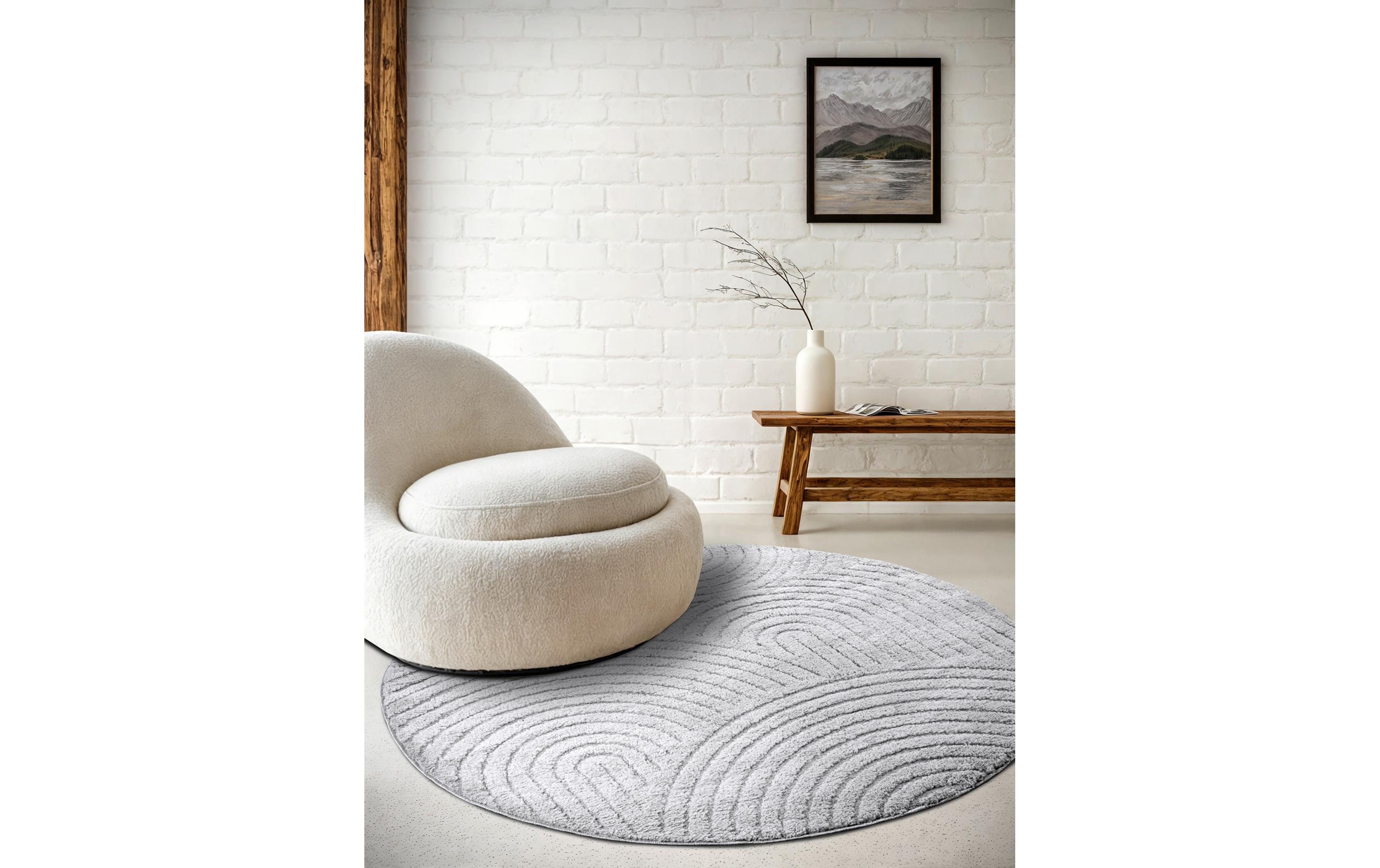 Elle Decoration Teppich Panglao Ø 160 cm, Light Grey