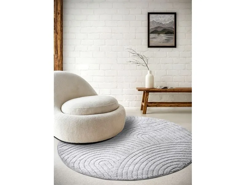 Elle Decoration Teppich Panglao Ø 160 cm, Light Grey