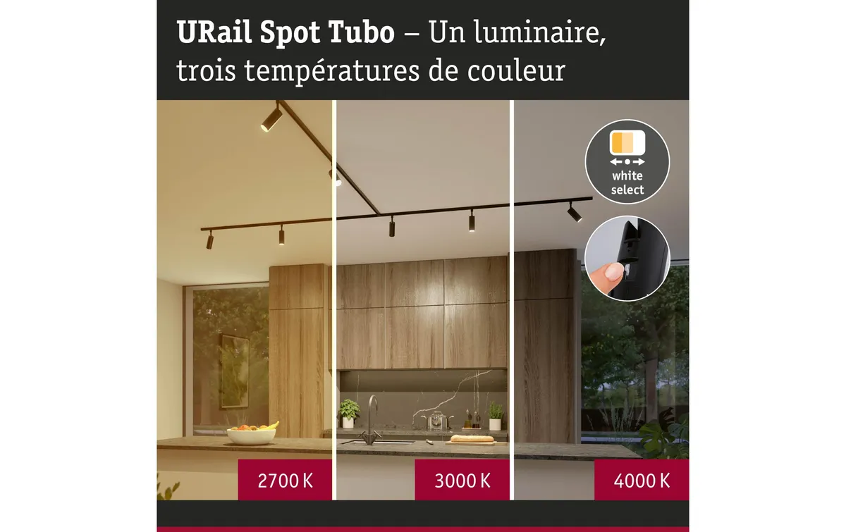 Paulmann URail Schienenspot Tubo Einzelspot Schwarz 3-Step-Dim