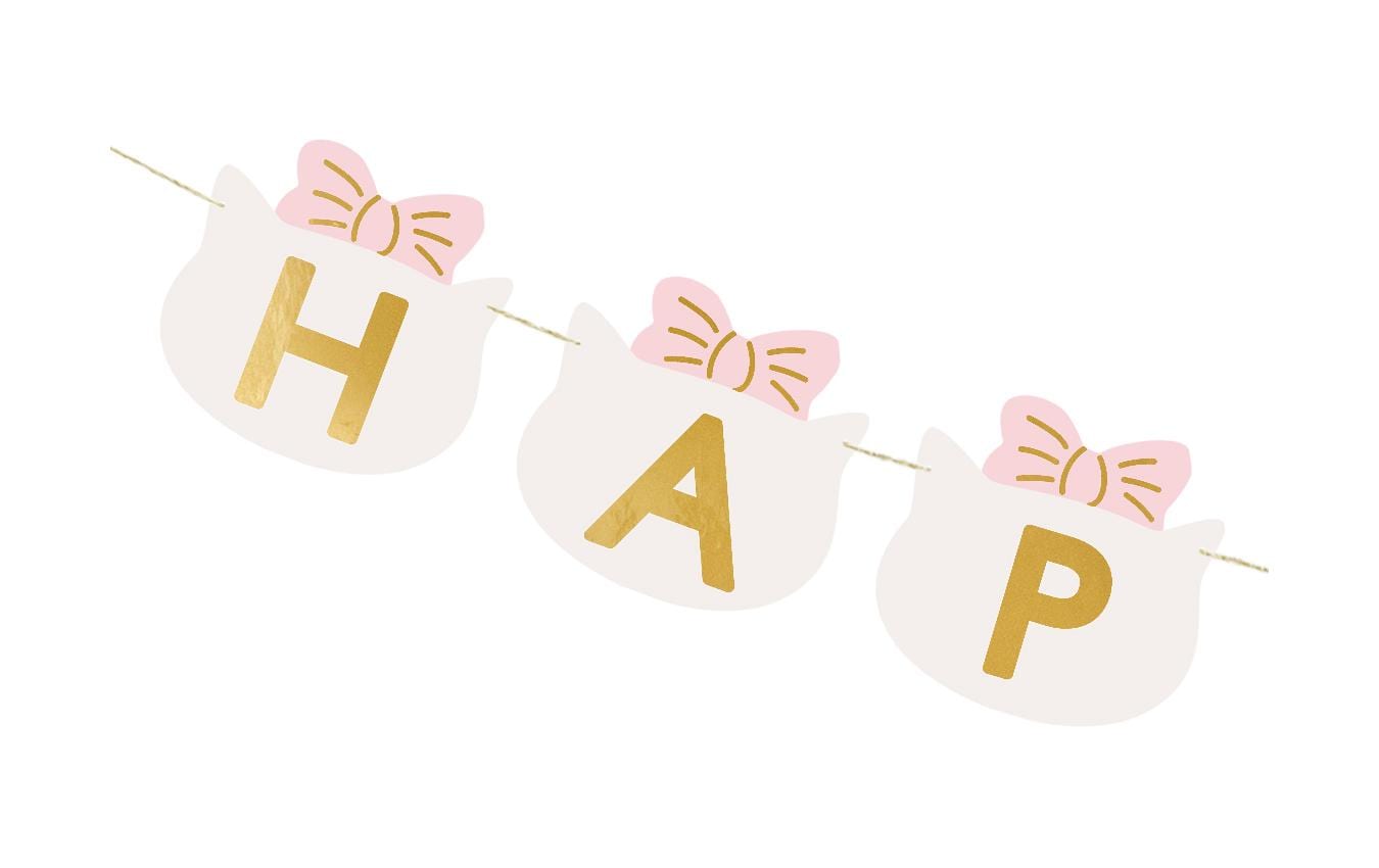 Partydeco Girlande Katze Rosa, 2.8 m